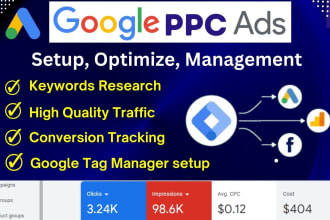 setup, optimize and manage your google ads adwords PPC search campaigns
