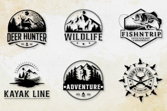 design modern, fishing, hunting, adventure, outdoor badges, and rv logo