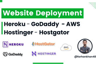deploy website on heroku or any backend, frontend, database