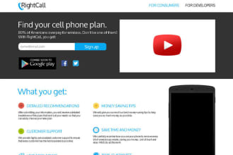 design a landing page for your product or service