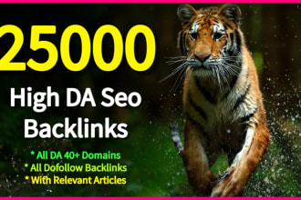 blast 25000 high da SEO contextual dofollow backlinks, all da40 above