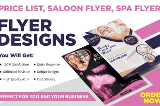 create attractive menu design salon, gym flyer price list