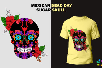 make mexican dead day skull or sugar skull logo
