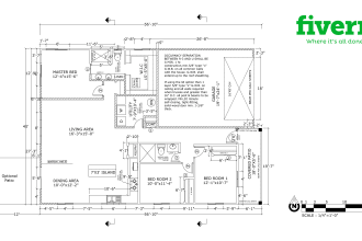 make 2d architectural floor plan in detail