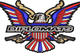 do embroidery digitizing logo into dst, pes, ofm in 1 hour