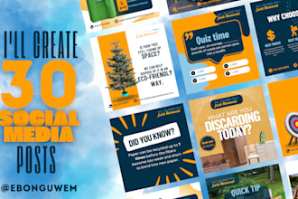 create 30 unique social media posts design for your brand