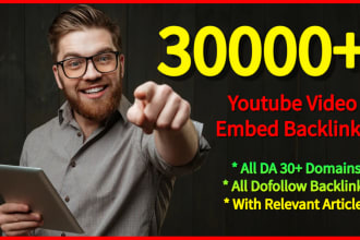 be youtube video SEO expert boost video backlinks with 30k high da blog embeds