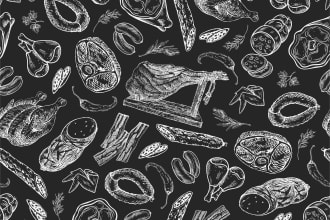 make make vector seamless drawing food patterns, backgrounds