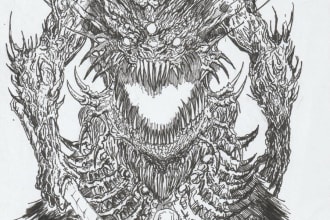 draw tattoo monster with unique design and original style