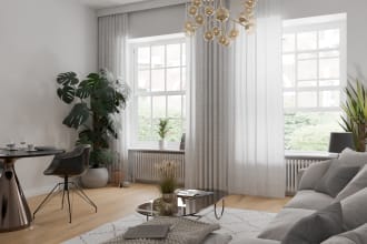 create an interior design plan and renderings for airbnb
