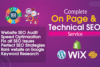 do on page seo and technical optimization of wordpress, wix, shopify website