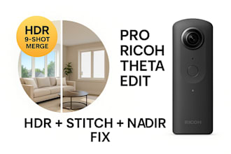 stitch and professionally edit ricoh theta 360 images