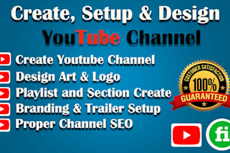 create and setup youtube channel with logo, banner, intro, outro