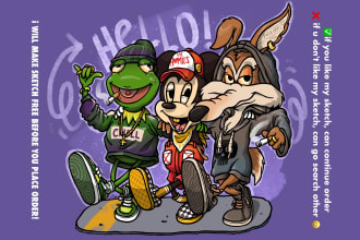 make cartoon graffiti character illustration