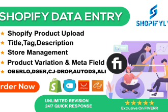 do shopify product listing, product upload, data entry your store