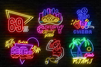design 3 outstanding neon logo for you in 1 hour
