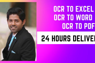 do fastest convert PDF to excel, ocr to excel with in 12 hours