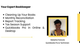 provide monthly bookkeeping services quickbooks or quicken