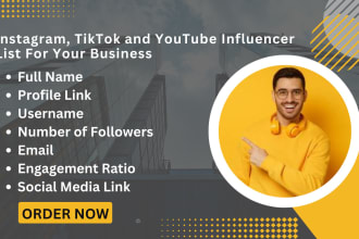 find best instagram, youtube and tiktok influencers email list