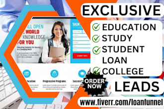 generate student loan leads study college financial aid educational landing page