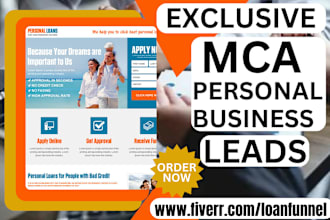 generate mca leads personal individual private mca business landing page funnel