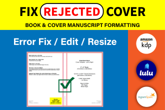 fix, resize, edit or format rejected book cover