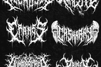 design death metal logo, slamming,gore grind,black metal