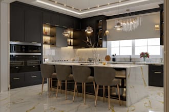 luxury kitchen interior rendering for home design projects