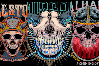 design dark horror tshirt art for streetwear or band merch