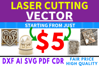 draw custom vector file for laser cutting dxf svg ai cdr pdf
