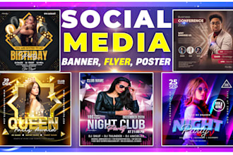 design social media flyer, business flyer, event, party flyer designs