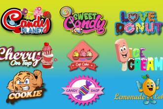 create unique candy,restaurant food logo and label designs