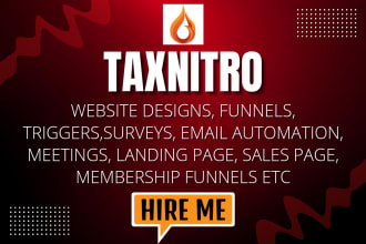 build taxnitro website and funnels, tax nitro landing page and sales page