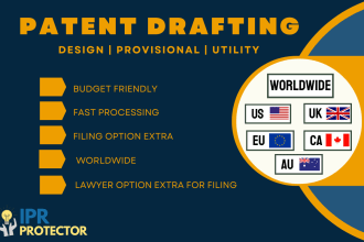 do patent search, draft, filing done by lawyer for anyone in USA, UK, eu, world