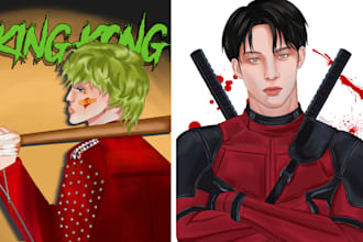 draw your favorite characters or kpop idol fanarts for you