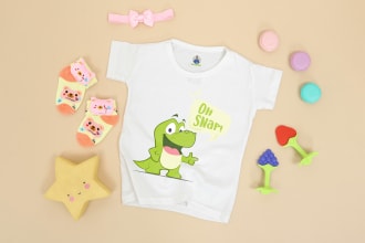 create baby kids cartoon animal graphic t shirt print design