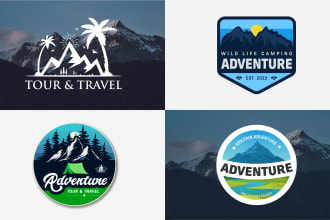 create adventure outdoor mountain hiking tourism transport travel logo design