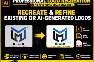 refine recreate ai generated logo to vector ai, svg PDF file