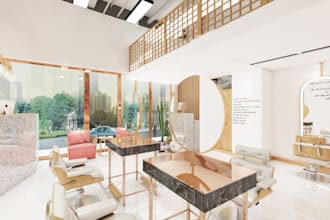 3d design a beauty salon, hairdresser, spa, retail stores