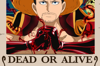 draw an anime character on the one piece original poster for you, valentine gift