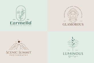 do hand drawn botanical boho,minimalist,floral, mystical,feminine logo design