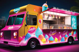 exclusive branding food truck wrap, food trailer wrap, or food van wrap design