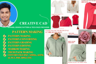 make sewing patterns making by using optitex,gerber software