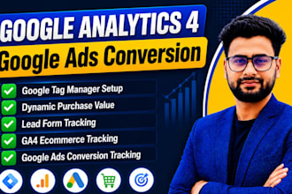 setup google analytics 4, ga4 ecommerce tracking, ads conversion tracking by GTM