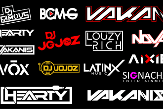 do dj music band, typography, edm, monogram or letters logo