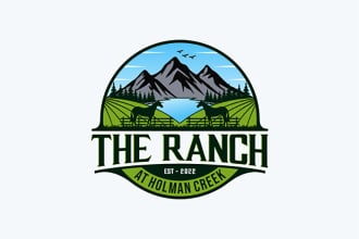 create a custom outdoors, horses, hills logo within 24 hours