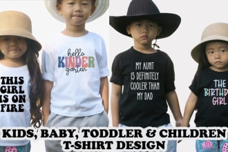 do custom t shirt design for kids, baby, toddler and children