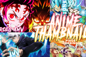 design anime thumbnail on youtube for your amv