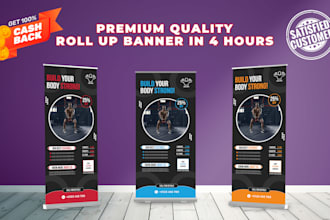 design a retractable banner, stand banner, roll up banner
