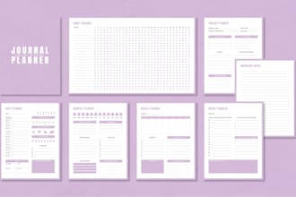 design minimalist planner, journal and tracker in pdf format